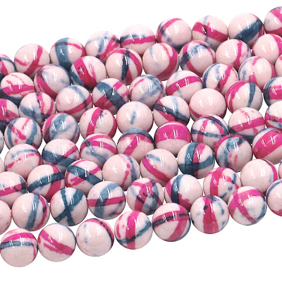 Dyed Round Synthetic Gemstone Ocean White Jade Beads Strands G-F085-8mm-01-1