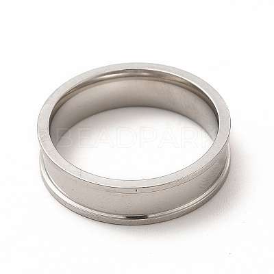 Non-Tarnish 201 Stainless Steel Grooved Finger Ring Settings STAS-P323-12P-1