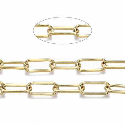 PVD Vacuum Plating 304 Stainless Steel Paperclip Chains CHS-N001-02G-1