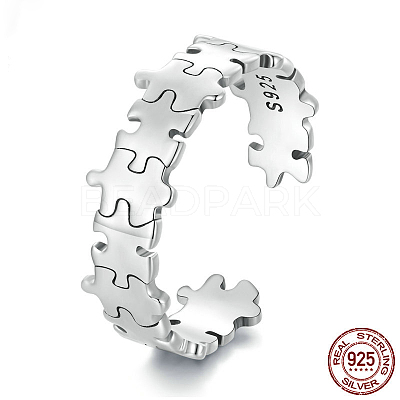 Puzzle 925 Sterling Silver Adjustable Cuff Rings FS-WG2DCD2-01-1
