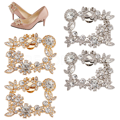 4Pcs 2 Colors Glass Rhinestone Shoe Decoration FIND-GO0002-28-1
