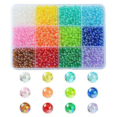 2400Pcs 12 Colors Eco-Friendly Transparent Acrylic Beads TACR-YW0001-97-1