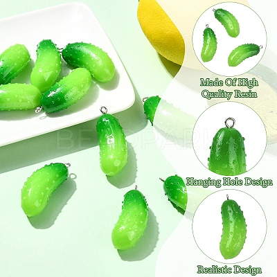 10Pcs Opaque Resin Vegetable Pendants RESI-YW0005-65-1