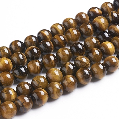Round Tiger Eye Beads Strands Z0RQT013-1
