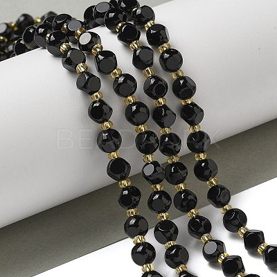 Natural Black Onyx(Dyed & Heated) Beads Strands G-K387-A03-01-1