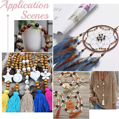 200Pcs 4 Colors Natural Wood Beads WOOD-GF0002-03-1