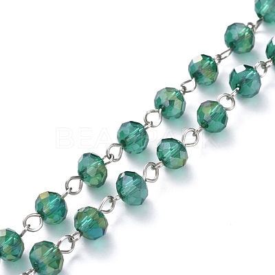 Handmade Electroplate Glass Beaded Chains AJEW-JB00529-05-1