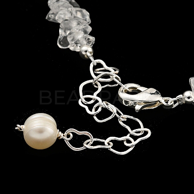 Natural Quartz Crystal Rock Crystal Chips Beaded Bracelets BJEW-M315-02P-1