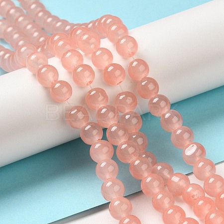 Baking Painted Imitation Jade Glass Round Bead Strands X-DGLA-Q021-8mm-03-1