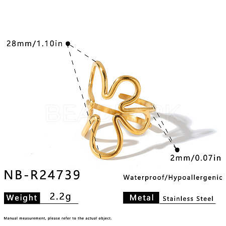 304 Stainless Steel Cuff Open Rings for Women WG51A71-02-1
