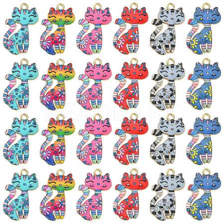 24Pcs 6 Colors Printed Alloy Pendants FIND-SZ0003-39-1