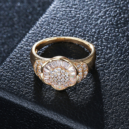 Brass Micro Cubic Zirconia Finger Rings FS-WG10423-05-1