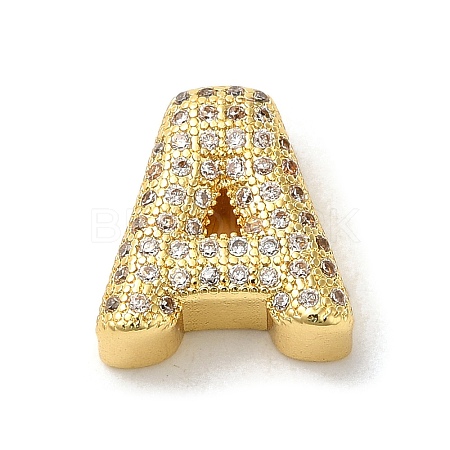 Brass Micro Pave Clear Cubic Zirconia Charms ZIRC-C009-01G-A-1