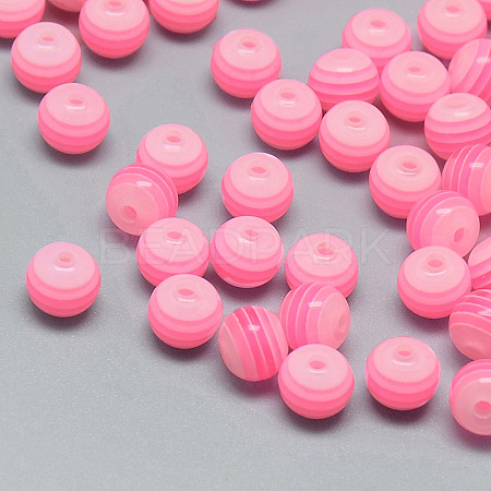 Transparent Stripe Resin Beads RESI-S345-8mm-01-1