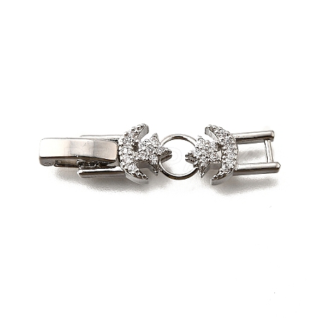 Brass Micro Pave Clear Cubic Zirconia Fold Over Clasps KK-R222-05P-1