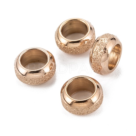 Ion Plating(IP) Frosted 201 Stainless Steel European Beads STAS-B020-13RG-1