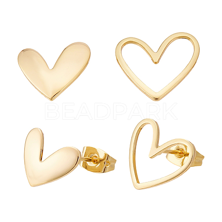 20Pcs 2 Styles Brass Stud Earring Findings KK-ME0002-53-1