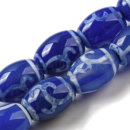 Blue Tibetan Style dZi Beads Strands TDZI-NH0001-C07-01-1