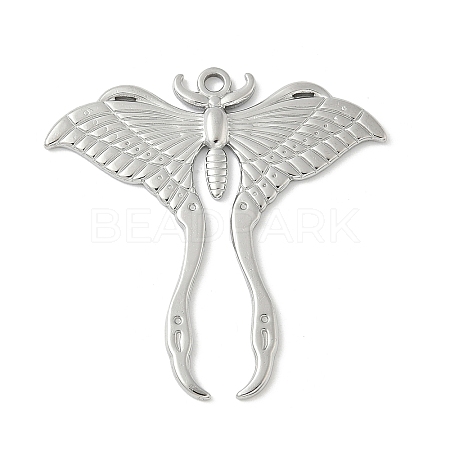 304 Stainless Steel Moth Pendants X-STAS-S186-08B-P-1