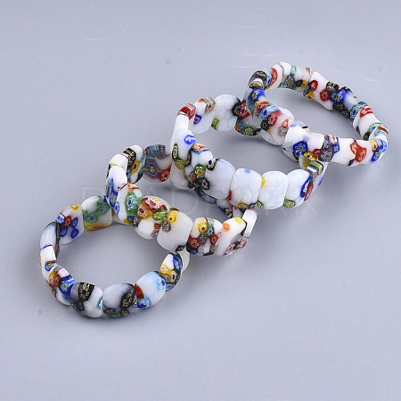 Handmade Millefiori Lampwork Stretch Bracelets BJEW-S039-06-1