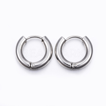 304 Stainless Steel Huggie Hoop Earrings EJEW-F111-14mm-P-1