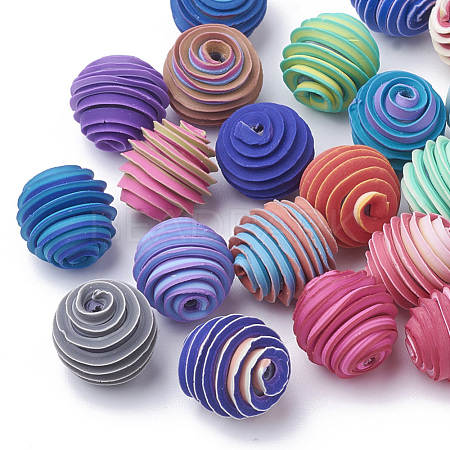 Handmade Polymer Clay Corrugated Beads X-CLAY-T009-10mm-M-1