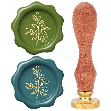 Brass Wax Seal Stamps with Wood Handle AJEW-WH0412-0106-1