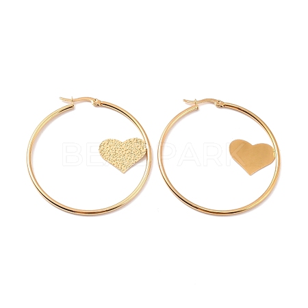 Vacuum Plating 201 Stainless Steel Heart Asymmetrical Earrings with 304 Stainless Steel Pin for Women EJEW-F280-23B-G-1