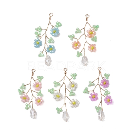 Glass Seed Beads Pendants PALLOY-JF02699-1