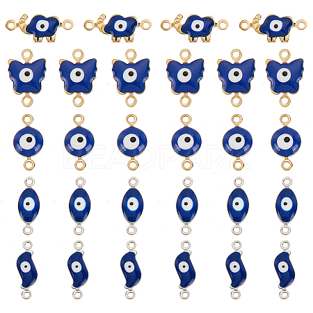 ARRICRAFT 50Pcs 5 Styles 304 Stainless Steel Blue Enamel Connector Charms STAS-AR0001-51-1