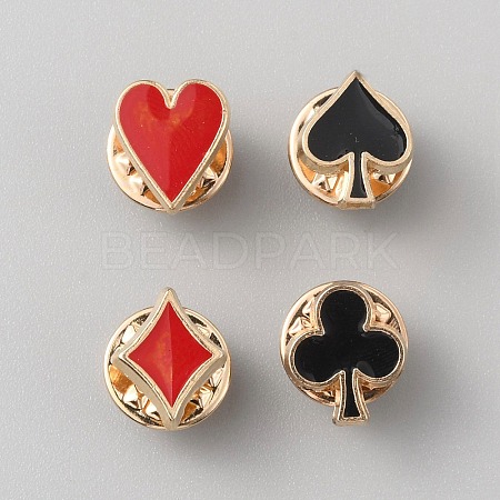 4Pcs 4 Style Ace of Spades & Clubs & Diamonds & King of Hearts Enamel Pins JEWB-WH0021-32-1