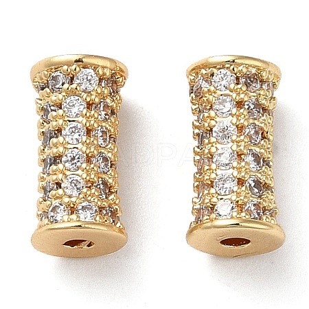 Brass Micro Pave Cubic Zirconia Beads KK-P239-24G-1