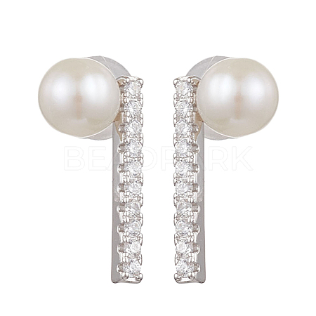 Natural Pearl Ear Studs EJEW-P286-18P-1