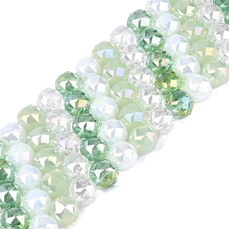 Electroplate Imitation Jade & Opaque & Transparent Glass Beads Strands EGLA-Q135-8MM-A06-1