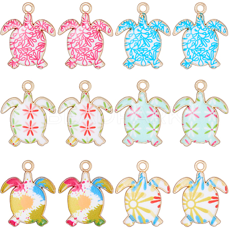 SUNNYCLUE 36Pcs 6 Style Alloy Enamel Pendants ENAM-SC0004-02-1