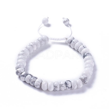 Adjustable Natural Howlite Braided Bead Bracelets BJEW-F369-A08-1