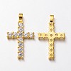 Latin Cross Brass Micro Pave Cubic Zirconia Pendants ZIRC-L035-09G-FF-1