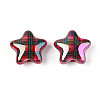 Christmas UV Plating Printed Opaque Acrylic Beads MACR-N018-06B-1