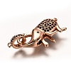 Brass Micro Pave Black Cubic Zirconia Lobster Claw Clasps ZIRC-I052-05-4