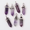 Natural Amethyst Double Terminated Pointed Pendants X-G-F295-05C-1