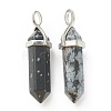 Natural Snowflake Obsidian Pointed Pendants G-M378-01P-A09-2