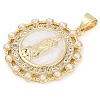 Rack Plating Brass Micro Pave Clear Cubic Zirconia Pendants KK-P287-36E-G-2