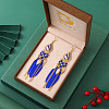 Feather Alloy Seed Beads Dangle Earrings FS-WGA085C-04-1