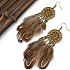 Bohemian Style Alloy Feather with Flat Round Chandelier Earrings FS-WGB45E0-01-4