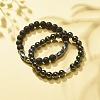 2Pcs 2 Style Natural Lava Rock & Synthetic Hematite Stretch Bracelets Set with Word Love Brass Beads BJEW-JB08186-2