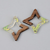 Transparent Resin & Walnut Wood Pendants RESI-S389-028A-D01-2