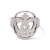 201 Stainless Steel Cross Crown Finger Ring RJEW-J051-48P-2