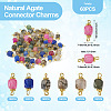 6 Sets 6 Colors  Natural Agate Dyed Connector Charms FIND-TA0002-41-4