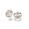 Brass Micro Pave Cubic Zirconia Rondelle European Beads KK-C106-12S-1