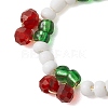 Cherry Glass Beads Finger Rings RJEW-JR00728-4